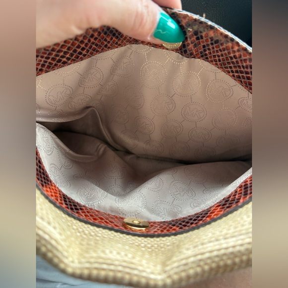 Michael Kors Sloan tweed Raffia shoulder clutch - Picture 10 of 16